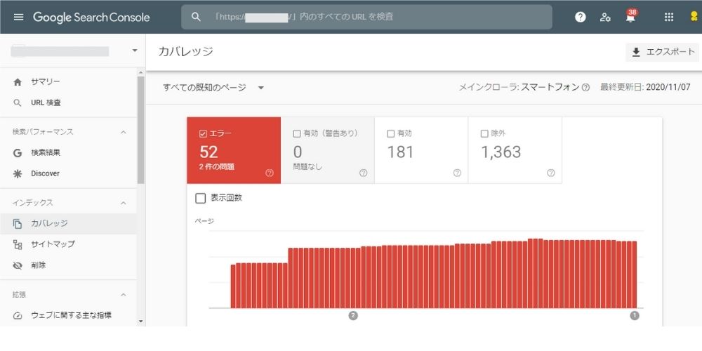 カバレッジのエラーチェック