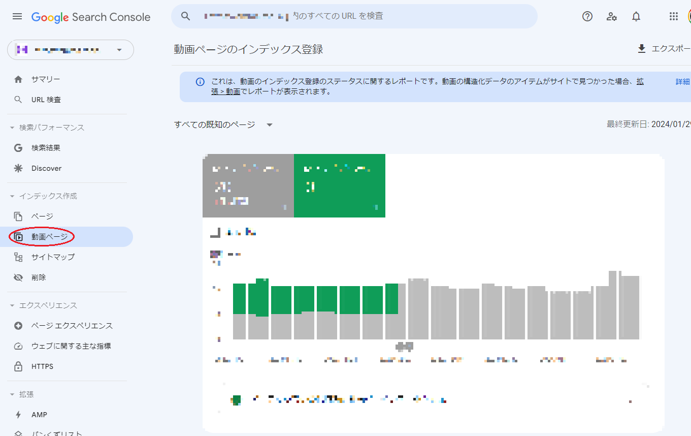 インデックスされた動画ページ数を表示