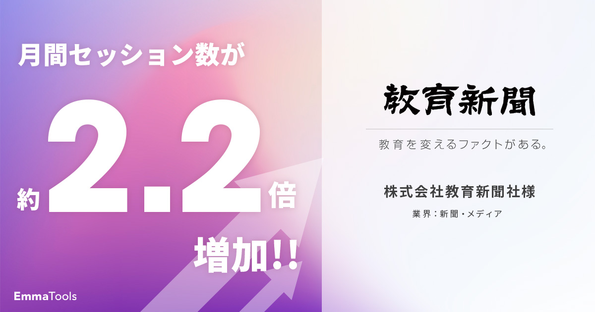 オーガニックからの月間セッション数が2.2倍UP｜新聞・メディア業界｜株式会社教育新聞社