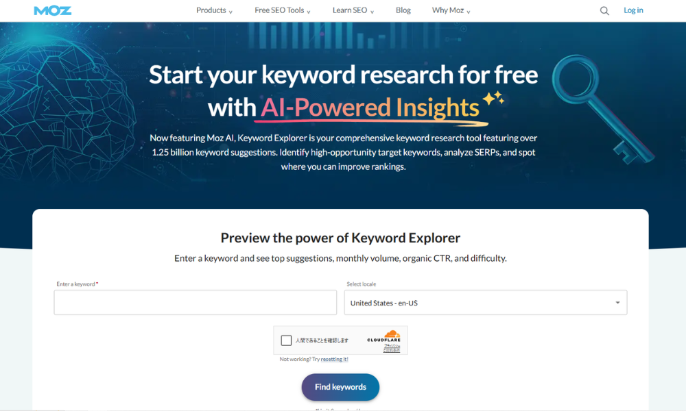 MOZ Keyword Explorerトップイメージ