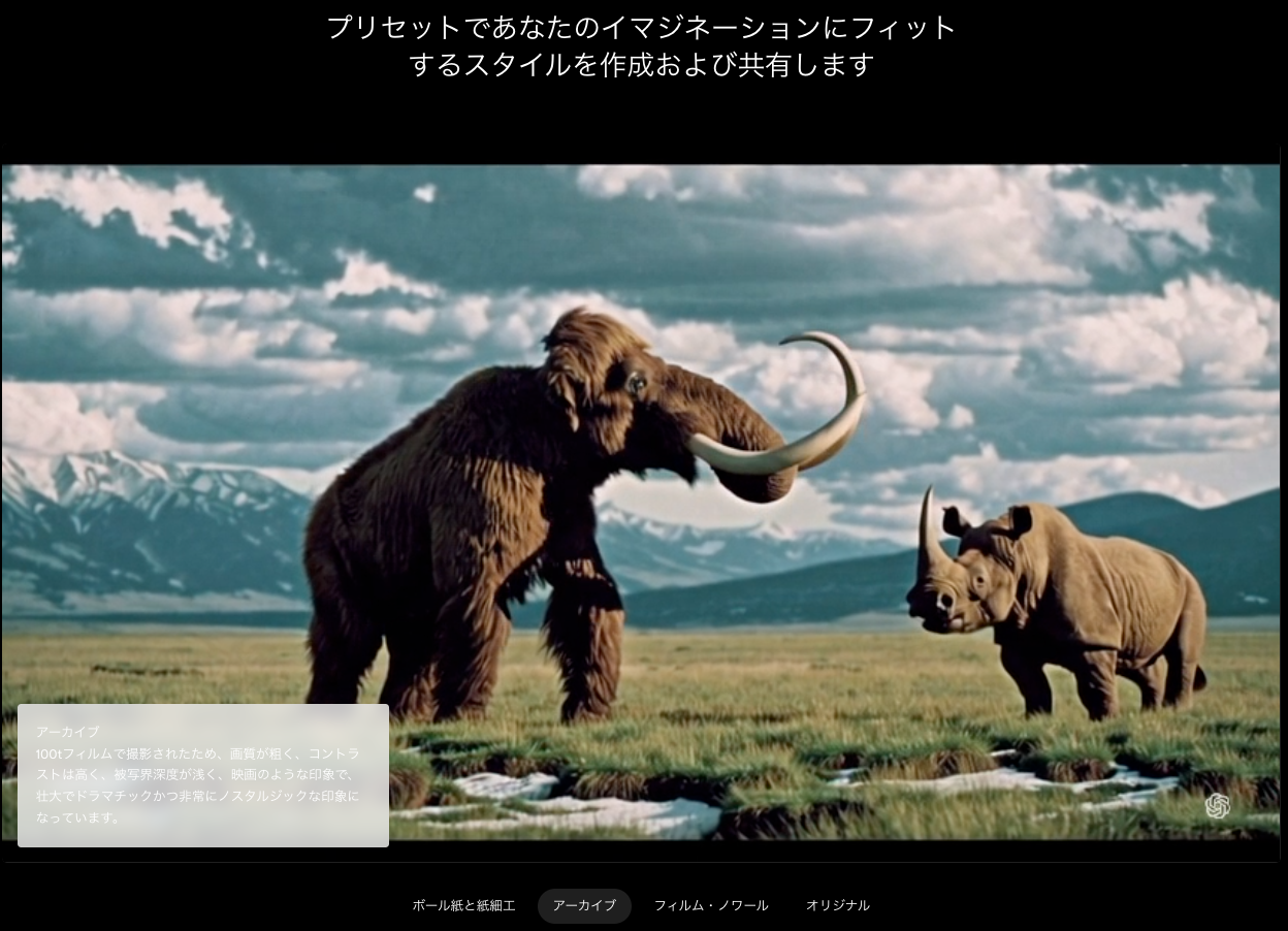 Sora スタイルプリセット