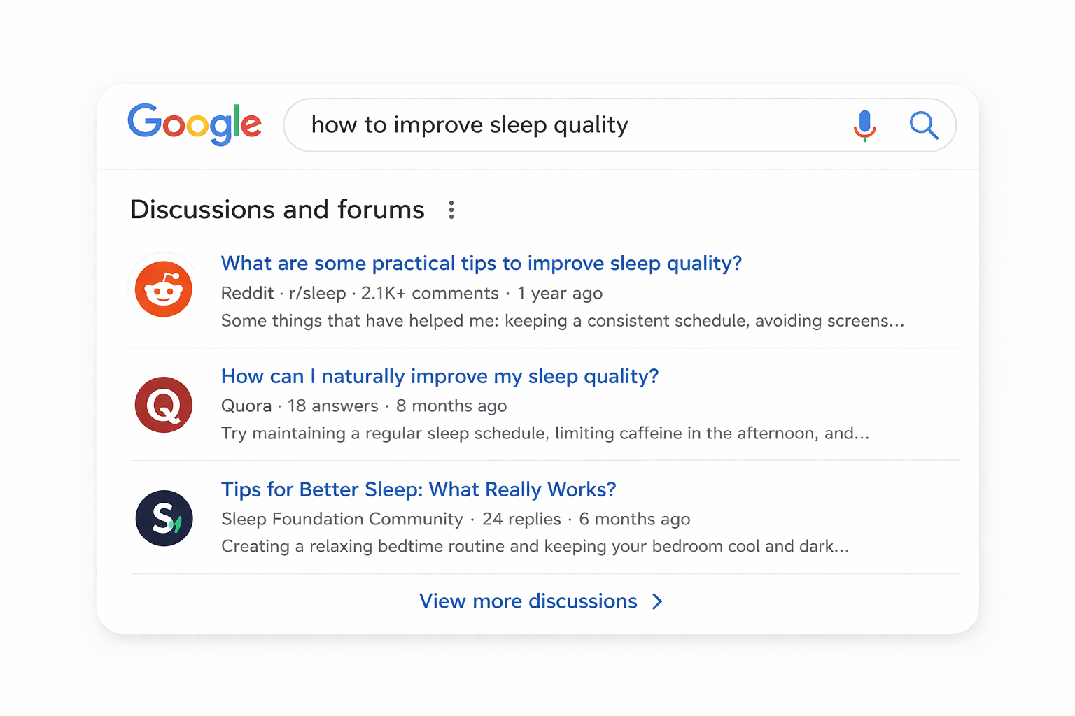 ディスカッションとフォーラムの表示例